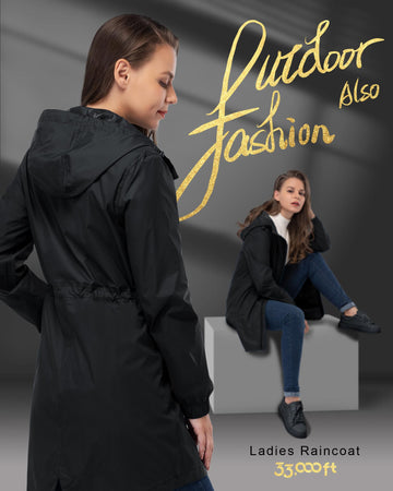 33,000ft Women's Long Rain Jackets with Hood Packable Waterproof Trench Coats Windbreaker